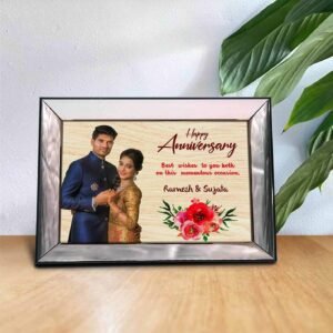 Multicoloured Printed Wooden Photo with Premium Frame Anniversary Gift for Husband, Wife and Couple